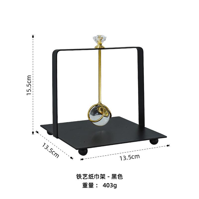 Square Metal Crystal Tissue Holder Electroplating Home Tabletop Tissue Decoration Upright Storage Press Base