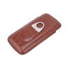 3 Finger Cigar Case High Grade Leather Travel Portable Cigar Holder with Cutter Coffee