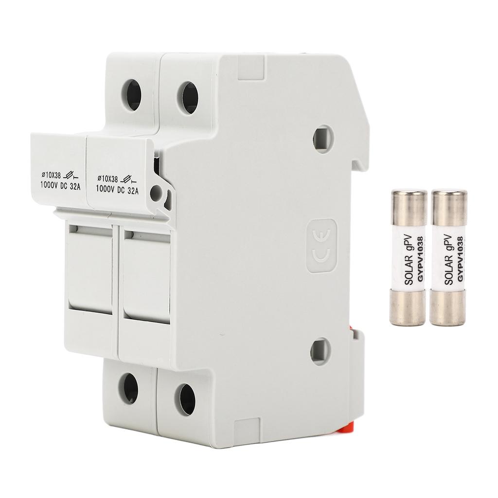 DC Fuse Holder Quick Breaking 2P 32A 10x38 Photovoltaic Fuse Holder with 30A PV Fuses 1000VDC