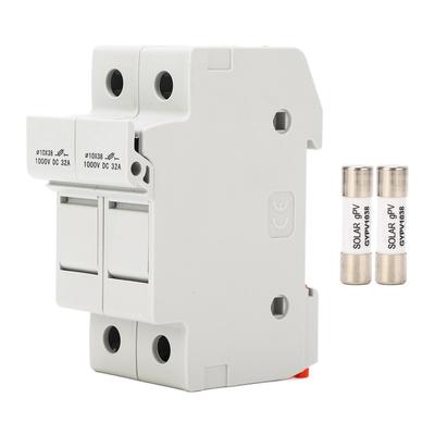 DC-Sicherungshalter, schnell brechend, 2P, 32A, 10 x 38, Photovoltaik-Sicherungshalter mit 30A PV-Sicherungen, 1000 VDC