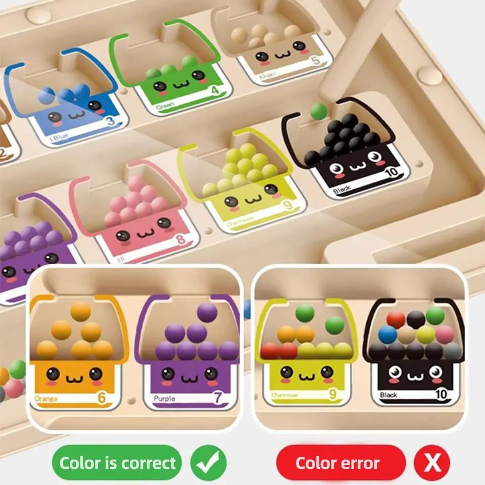 Montessori Magnetic Rolling Maze Hand Eye Coordination Logic Thinking Puzzle Toys For Children Early Education Development Gift