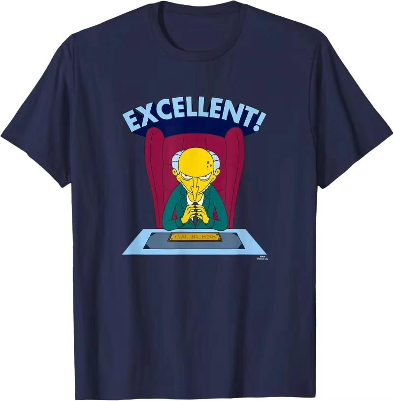 2026 New Summer The Simpsons Mr. Burns Excellent T-Shirt Retro T-Shirt Breathable Casual Short Sleeve Tee 4XL