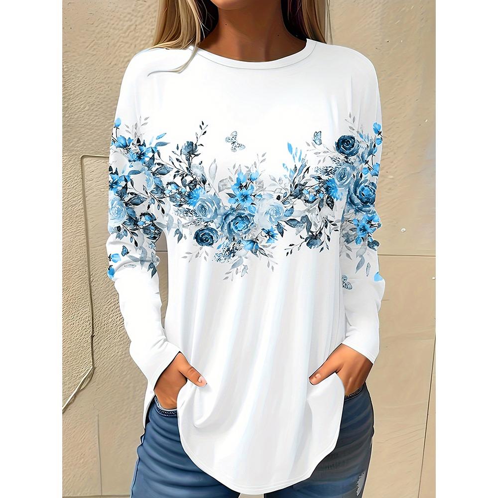 Women's T-Shirts Graphic Geometric Tees Fashion Stylish Long Sleeve T-shirts O-Neck Regular Tops Summer Casual Pullover