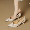 French Hollow Breathable Shallow Mouth Single Shoes Women's 2026 New Summer Soft Leather Pointed Hole Sandals Stiletto High Heels