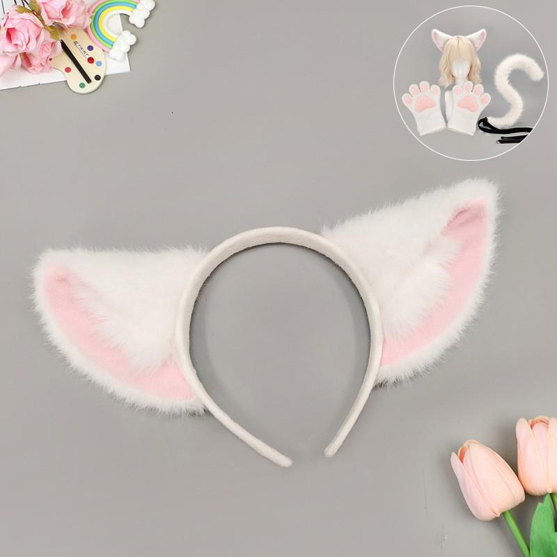 Cat Ear Headband Paw Gloves Tail Set Cosplay Anime Convention Kawaii Costume Accessory