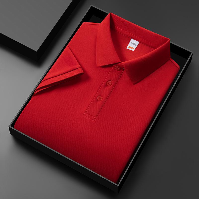 

Men s 2026 Summer Ice Silk Polo Shirt – High-End, Multi-Color, Cool Feel, Solid Short Sleeve Design M красный