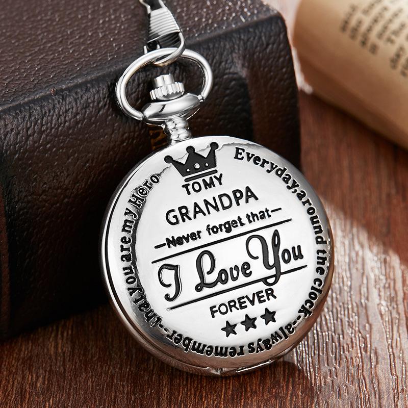 Engraved Retro Quartz Pocket Watch for Son, Husband, Grandpa