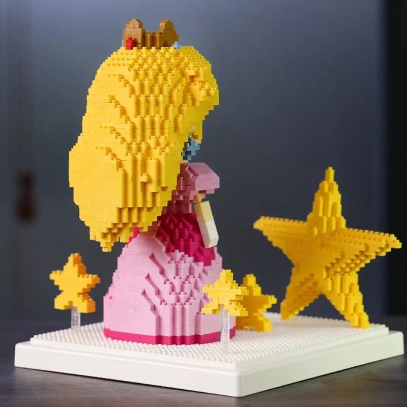 Peach Princess 1484 Stück Super Mikro Blöcke Stern Rosa Mädchen Mini DIY Bausteine Puzzle Bausteine Spielzeug für Kinder Geschenke