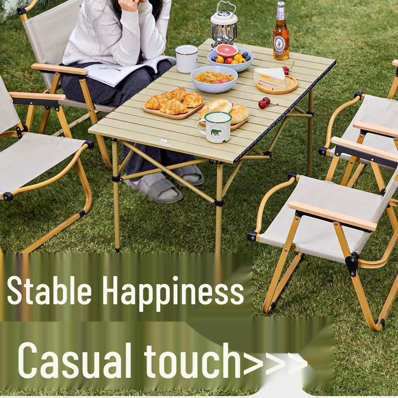 Height-Adjustable Outdoor Picnic & Camping Table - Folding Roll-Up Design