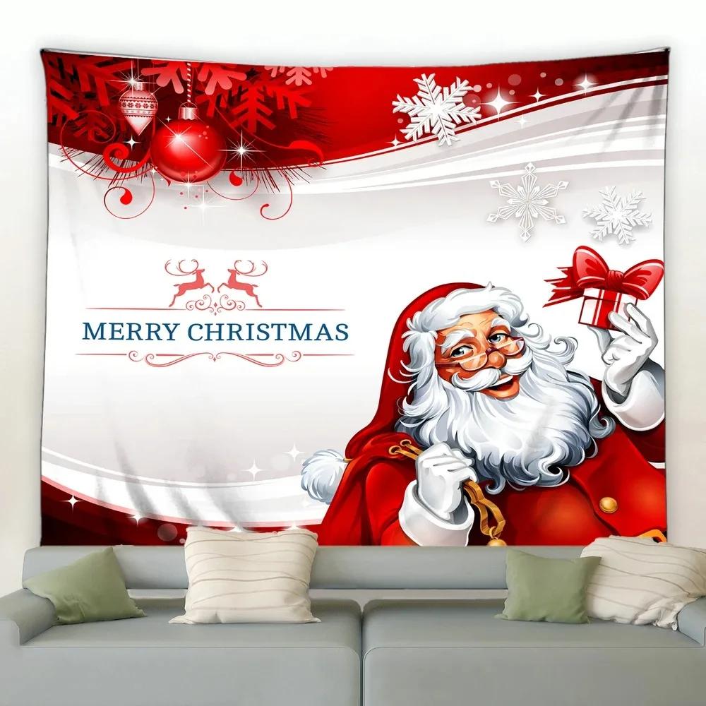 Christmas Cartoon Log House Snowman Tapestry Bedroom Living Room Home Christmas Decoration Tapestry