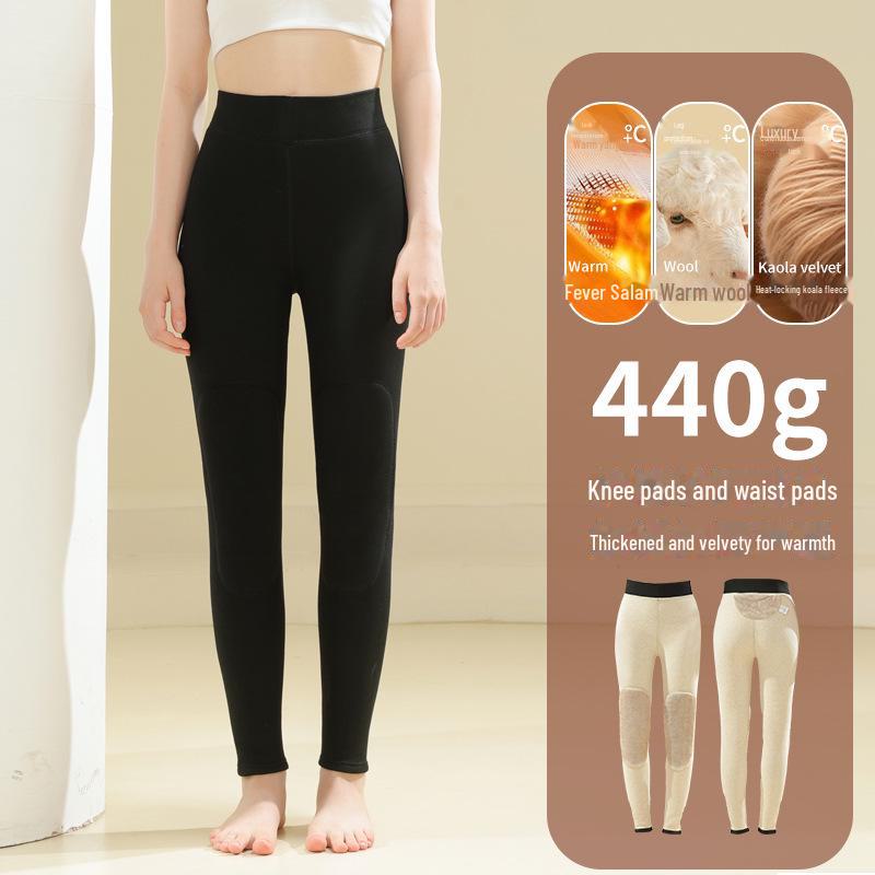 

Женские зимние брюки из шерсти с высокой талией и наколенниками Women s XXL чёрный