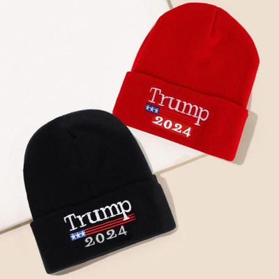 Sportswear Hat 2024 Trump Campaign Rally Hat Thick Embroidered Unisex Beanie for Winter Windproof Solid Color Cap for Trump