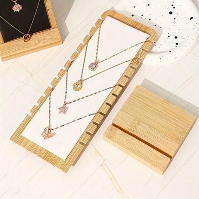 Expositor de madera para collares y pulseras, de gran capacidad, con cadena larga, para guardar joyas, ideal para exhibir en el mostrador.