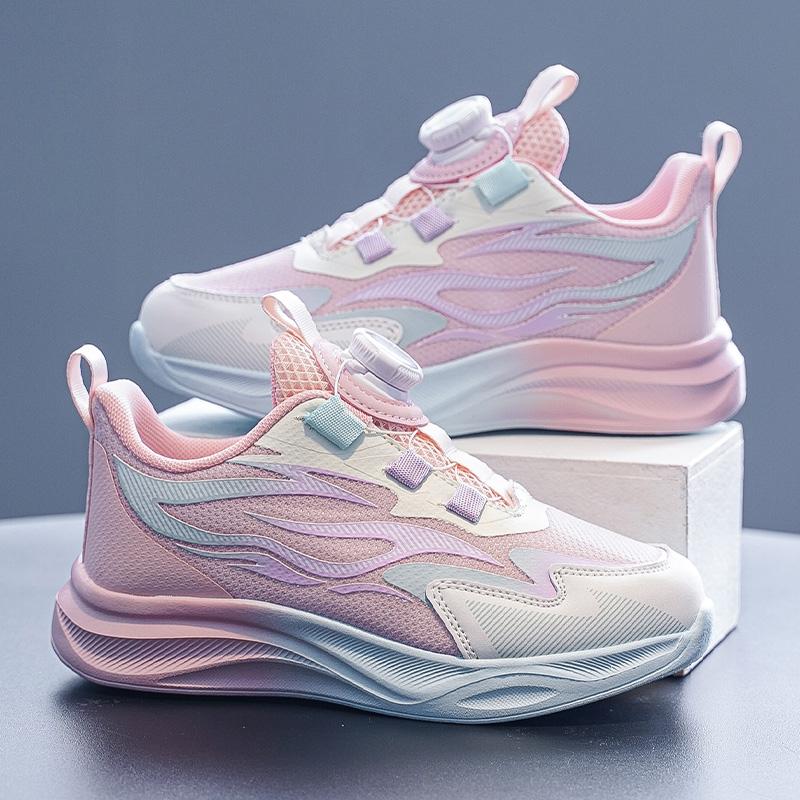 Children Sports Shoes Fashionable Pink Girls Daily Casual Comfortable Tennis Shoes Breathable Lightweight Mesh Running Sneakers