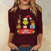 3/4 Sleeve Tops For Women T-Shirt Casual Christmas Print Tops T Shirt Round Neck Pullover Blouse