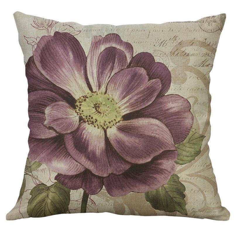 Premium Retro Flower Linen Pillow Case For Stylish Sofa Home Decor 18 Inches