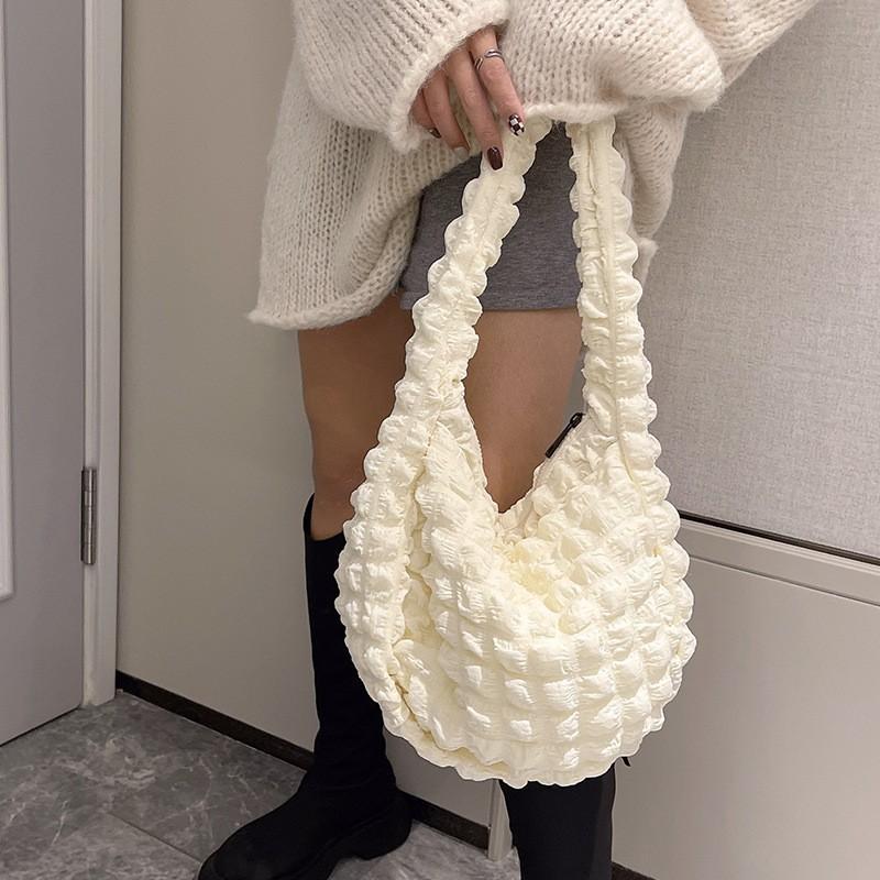 Korean Style Lazy Ins Puff Cloud Bag 2025 New Bubble Pleated Fashionable Large-capacity Commuting Cross-body