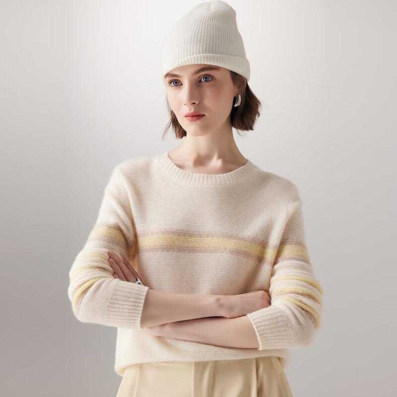 Palo Pure Cashmere Striped Jacquard Crewneck Pullover