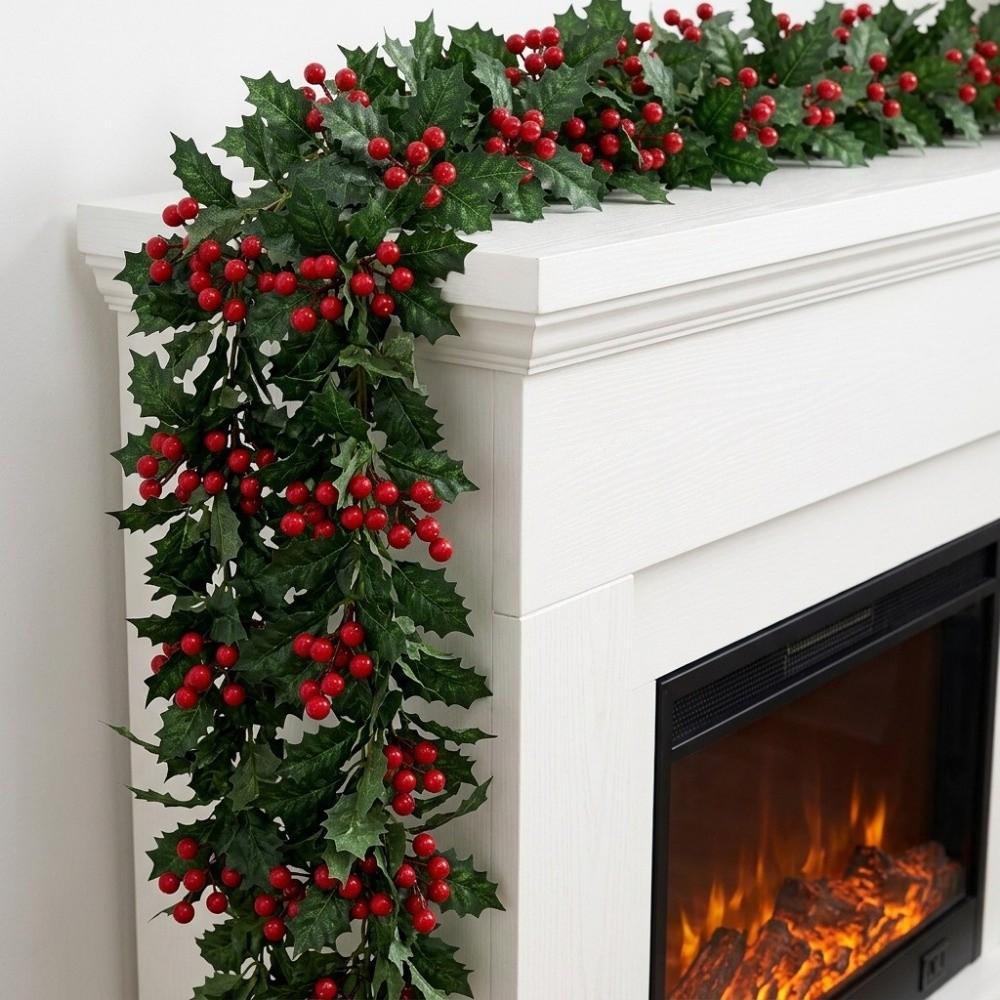 Ultra Long Artificial Holly Garland Decoration Simulation plant Fake Ivy Garland Realistic Vibrant Green Leaves