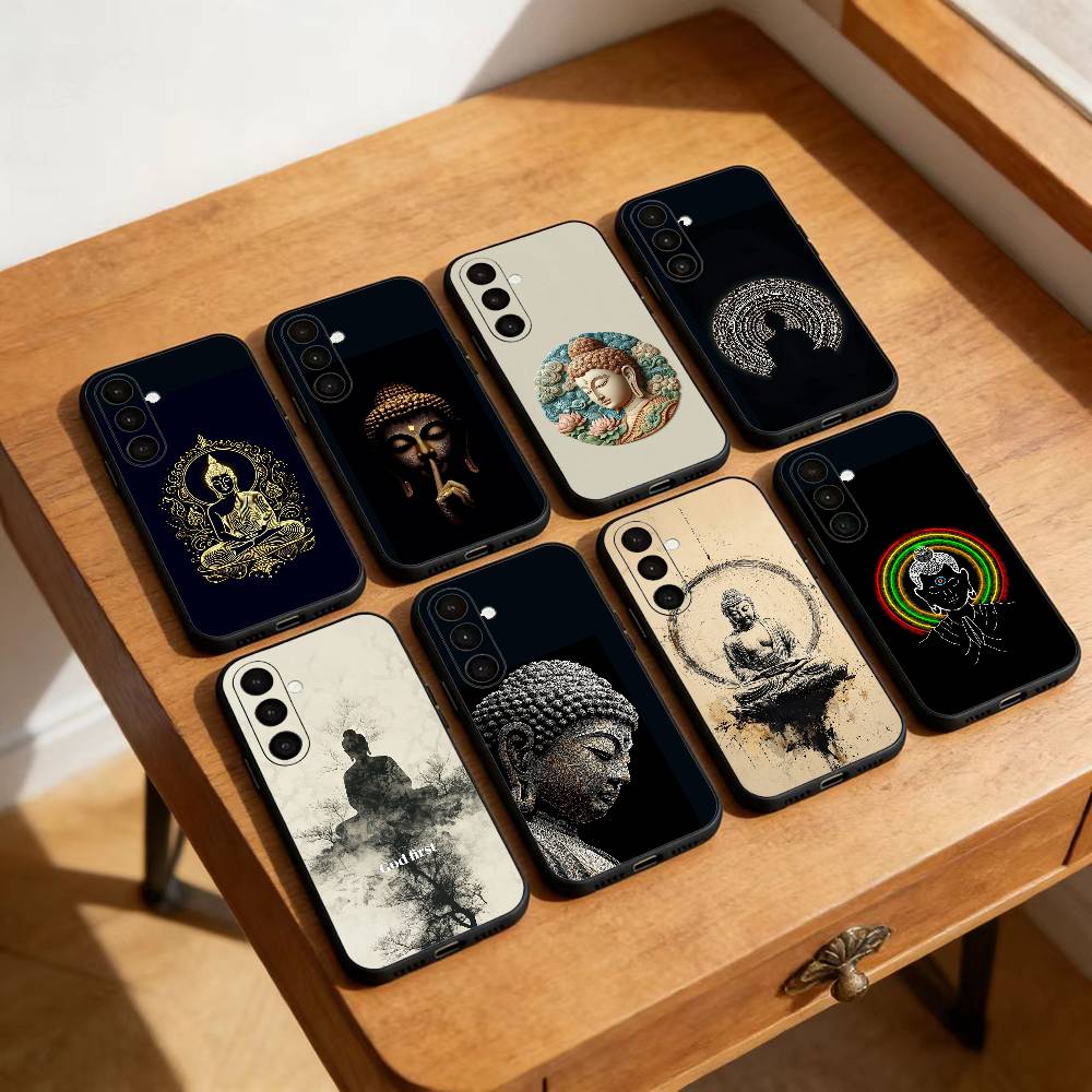 Belief Buddha Art Pattern Phone Case For Samsung Galaxy A13,21s,22,31,32,52,53,71,72,73,Soft Black Cover