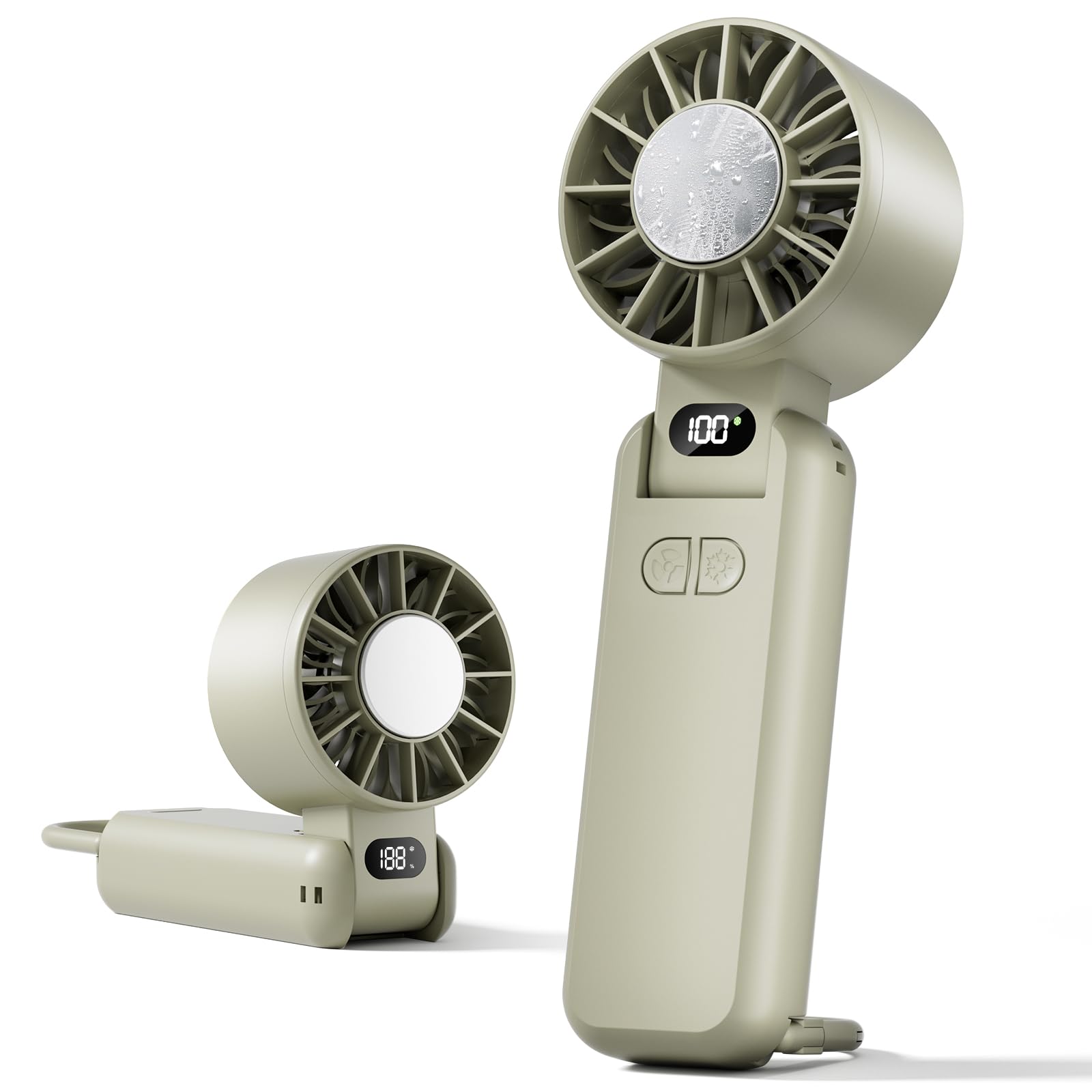 

Instant Cooling Super Strong Handheld Fan with Cooling Portable 6000mAh Large Cooling 5 Speed Up to 16 Hours of Continuous USB LED Battery Level or зелений
