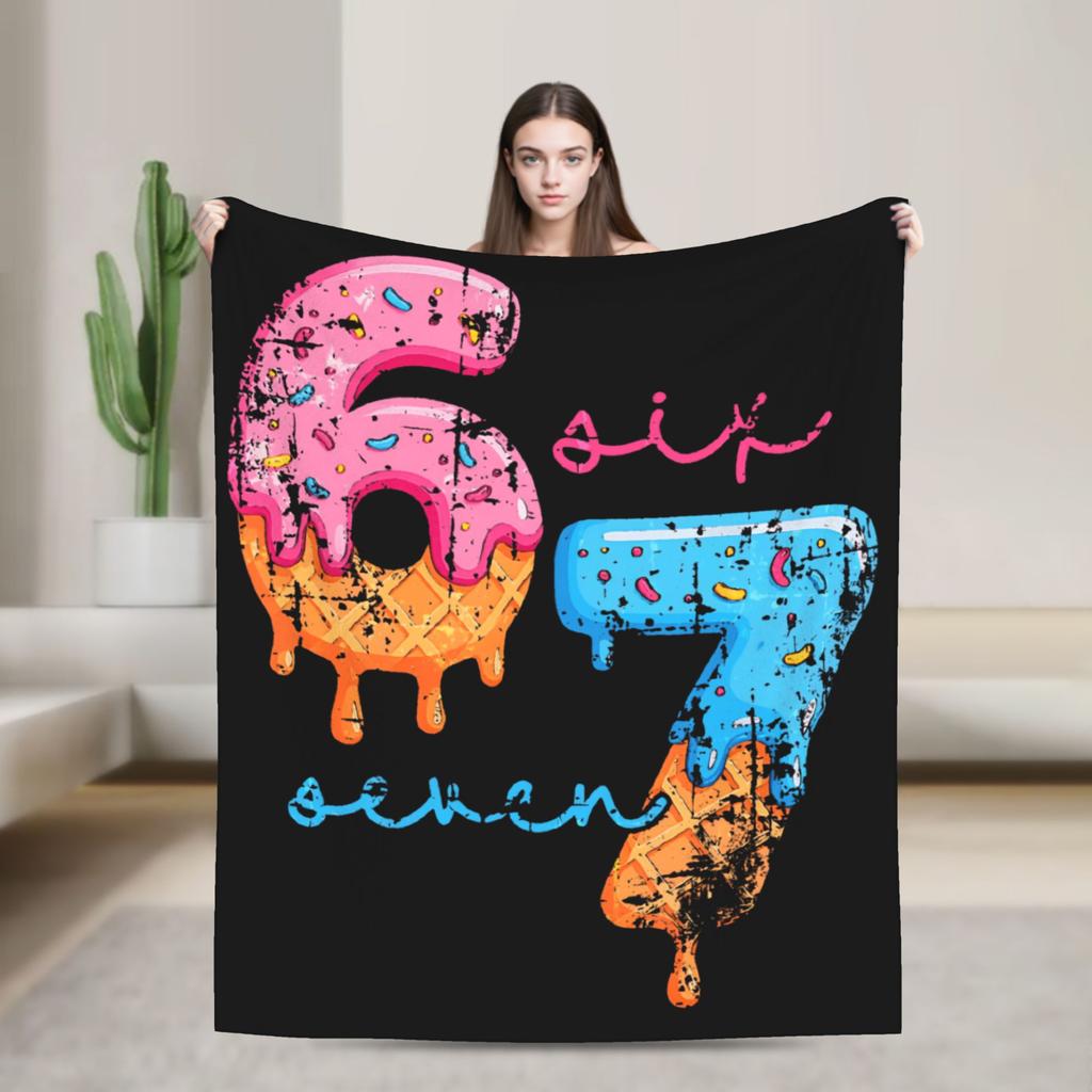 Warm Blanket Travel 67 Six Seven 6 7 Funny Italian Brainrot Gaming Meme Throw Blanket  Flannel Bedspread For Bedroom Bed Cover
