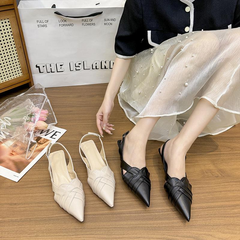 Fashion High Heels, Toe Caps, Sandals, Women's Slim Heels, Versatile, 2025 Summer Pointed Back Hollow Roman Sandals