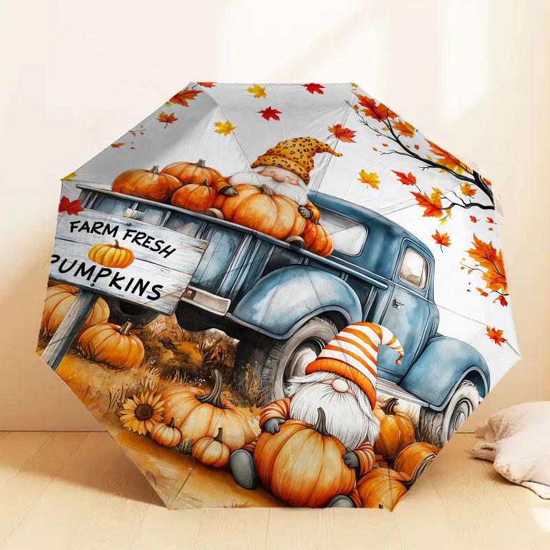 

1pc Autumn Gnomes Pattern Umbrella Design Automatic Opening and Closing Umbrella, High-quality Travel Umbrella, c1128080