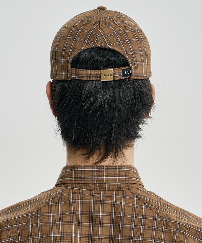 AJOBYAJO Check Baseball Cap [Camel]