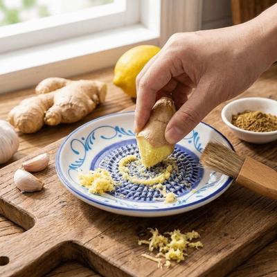 2-in-1 Garlic Grater Plate Handcrafted Garlic Ginger Masher  Cheese Carrot Fruits Vegetables