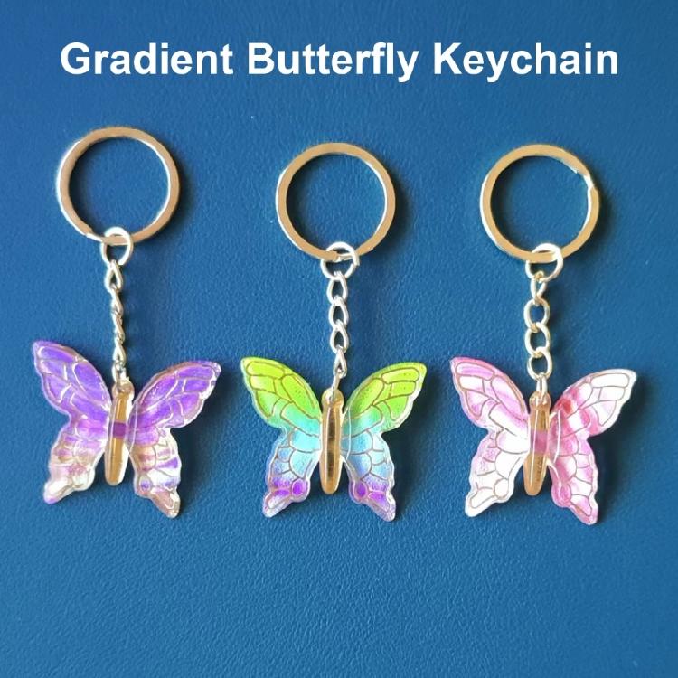 Eleganter Farbverlauf Schmetterling Schlüsselanhänger Stilvoller Acryl Schlüsselanhänger Bunter Schlüsselring Tasche Anhänger Schmuckstück für den täglichen Gebrauch