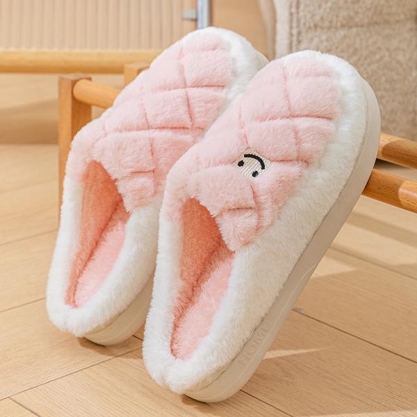 Autumn and Winter Cotton Slippers Women's Indoor Home Silent Non-slip Velvet Warm Slippers Couple Cartoon Bear Cotton Drag Men