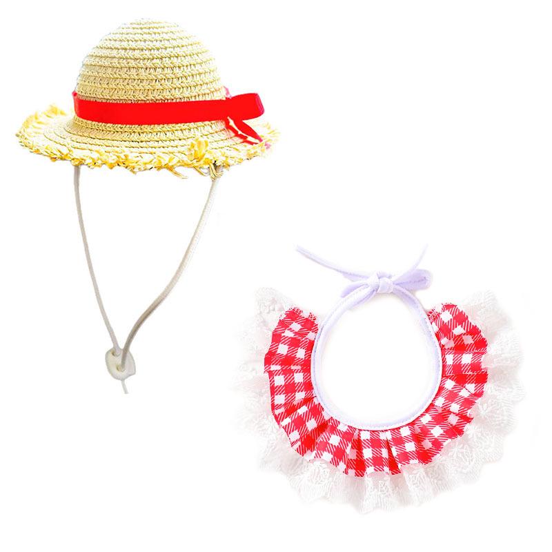 Pet Sun Hat: Coco Style Raffia Straw Hat & Bandana for Cats and Dogs