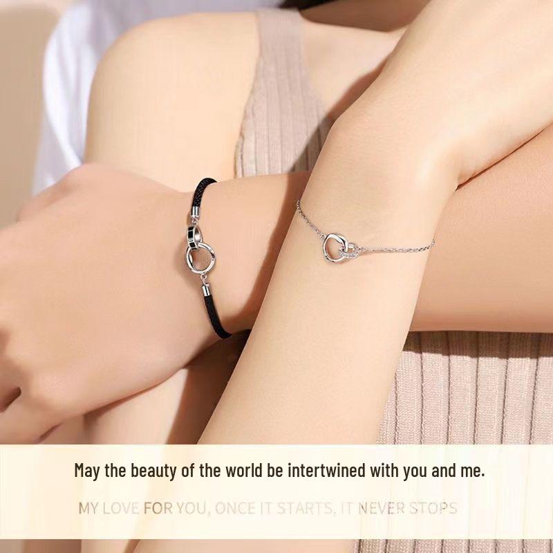 Silver-Plated Mobius Strip Couple Bracelets, Unisex Woven Design, Elegant and Unique for Students