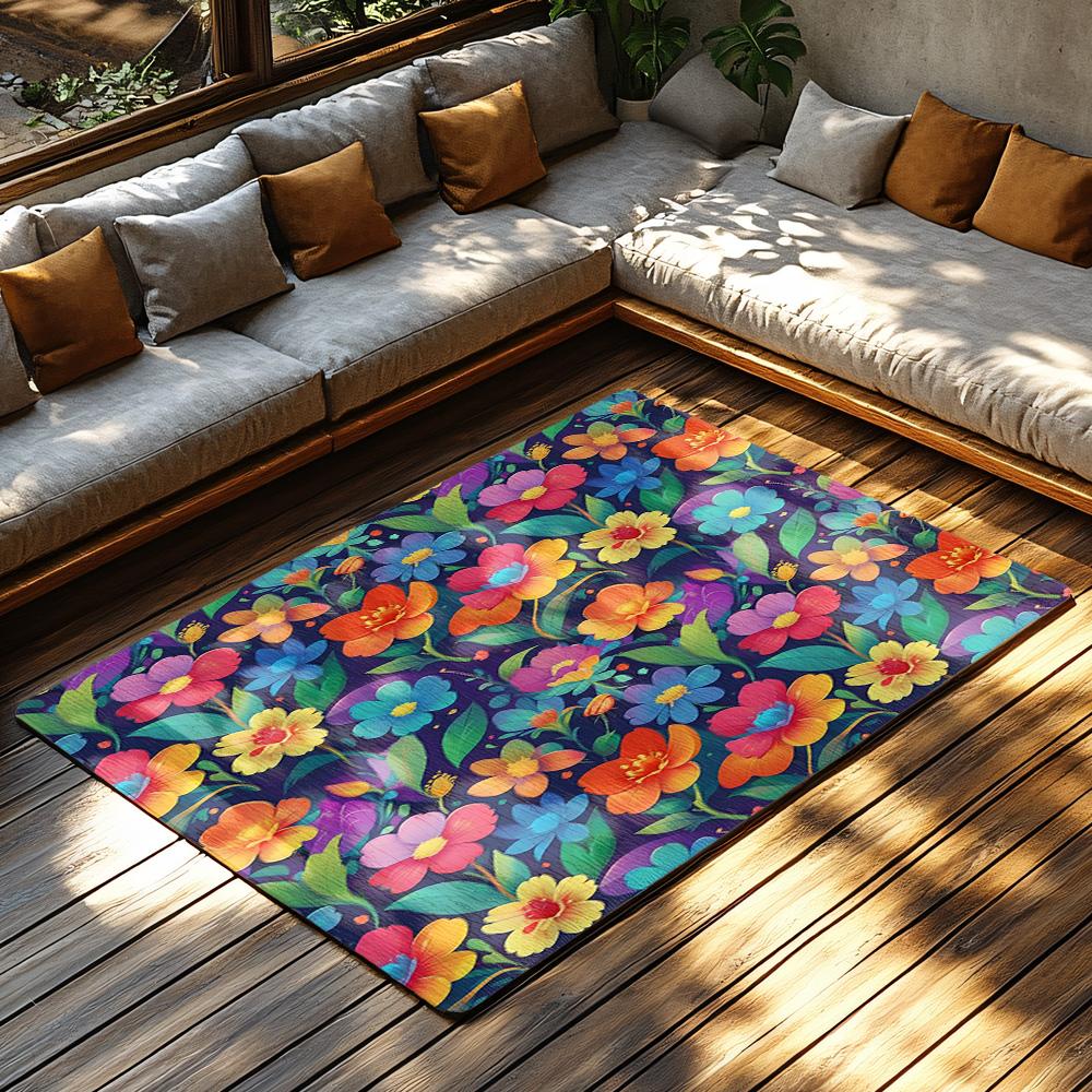 Blommigt Golvmatta Tvättbar Halkfri Inomhus Utomhus Mat Heminredning Vardagsrum Kök Golvmatta Modern Abstrakt Konst Design Patt