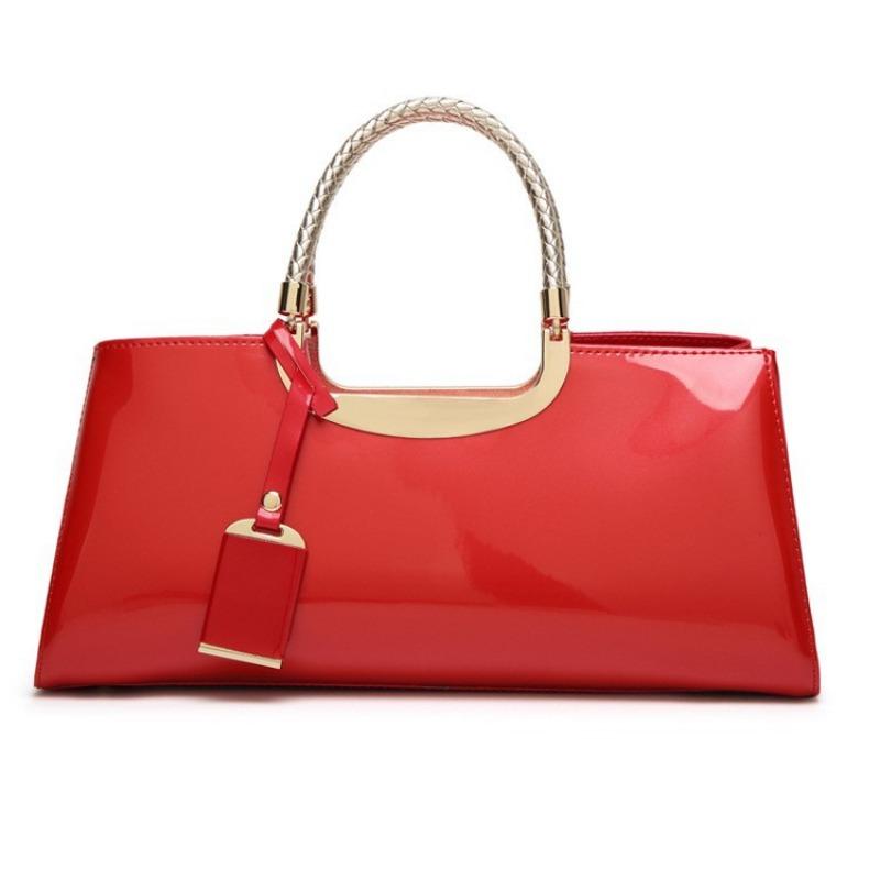 Fashion Trend Glue Patent Leather Handbag Women's Shoulder Bag Wedding Bag Bridal Bag Banquet Bag Candy Color