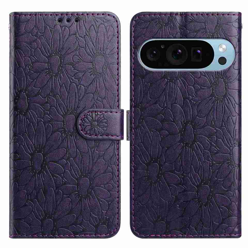 10-Color Daisy Embossed Flip Card Case for Google Pixel 6,Pixel 7,Pixel 8,Pixel 9,Pixel 10 series...