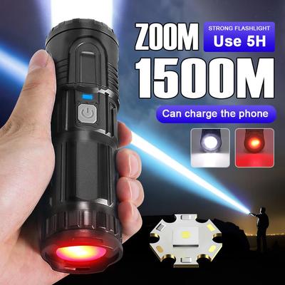 Hochleistungs-LED-Taschenlampen mit USB-Aufladung, starke Lichttaschenlampe, 3000 mAh, große Kapazität, ultrastarke Taschenlampenlaterne