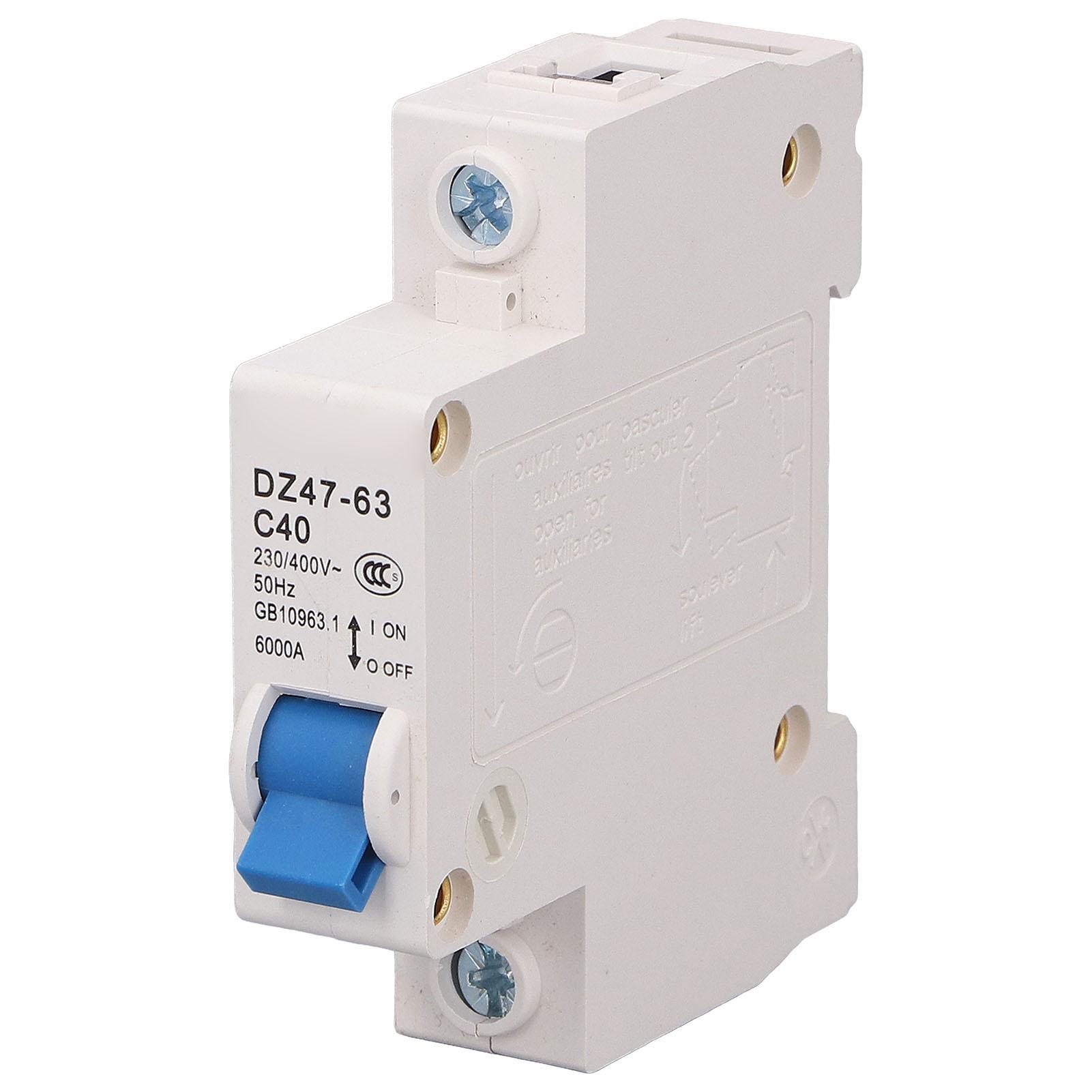 

Miniature Circuit Breaker 1P Residual Current Isolator DIN Rail Mount 230V 400V 40A DZ47‑63 C40