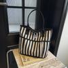 Canvas Bag Women's Large-capacity New Casual Striped Shopping Bag Commuter Tote Bag