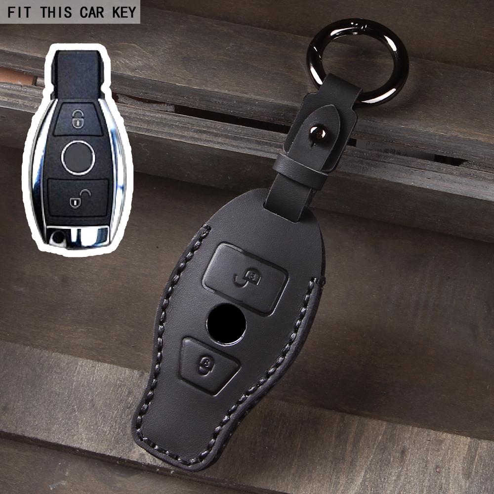 Leather Car Key Fob Case Cover Protector for Mercedes Benz E C G M R S Class W204 W212 W176 GLC CLA GLA AMG Car Accessories
