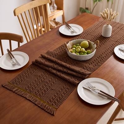 Log Woven Fringed Table Flag Cotton And Linen Retro Long Tablecloth Coffee Table Pad Cabinet Cover Cloth Shoe Cabinet Decorative Cloth