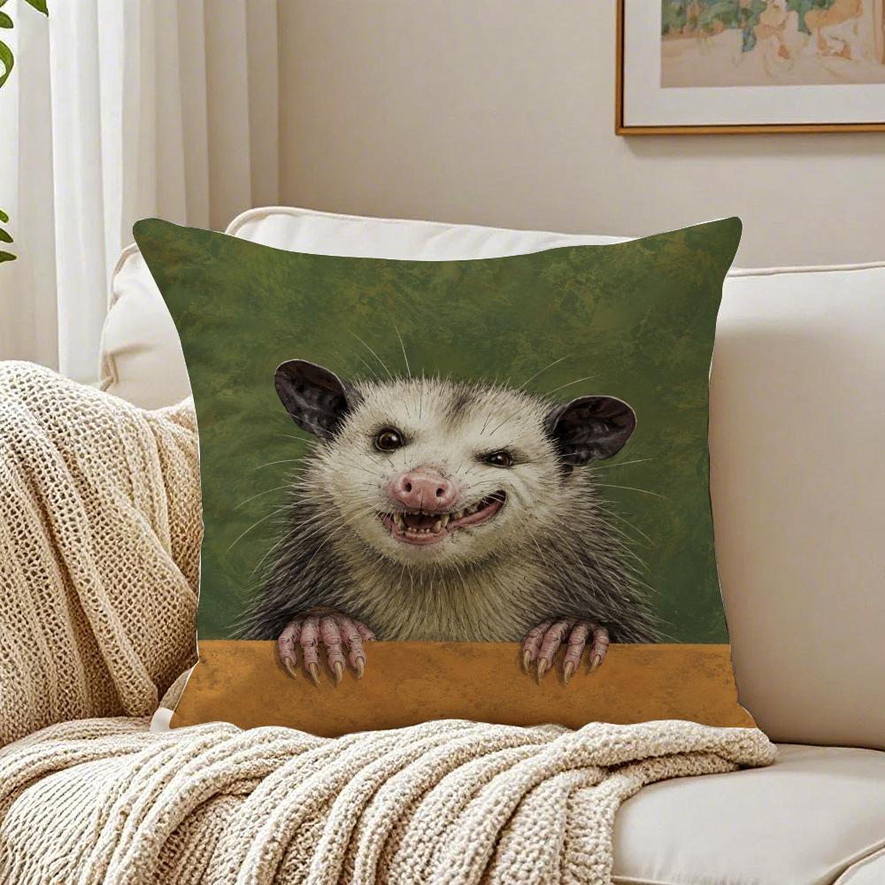 Farmhouse Style Modern Opossum Cushion Cover Organic Short Plush Cushion Covers Machine Washable Wrinkle-Resistant Soft Durable
