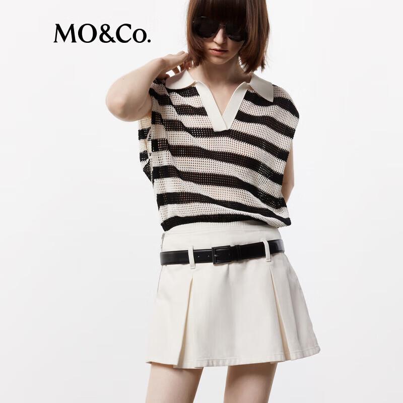 MO&Co. Women's Striped Polo Knit Top