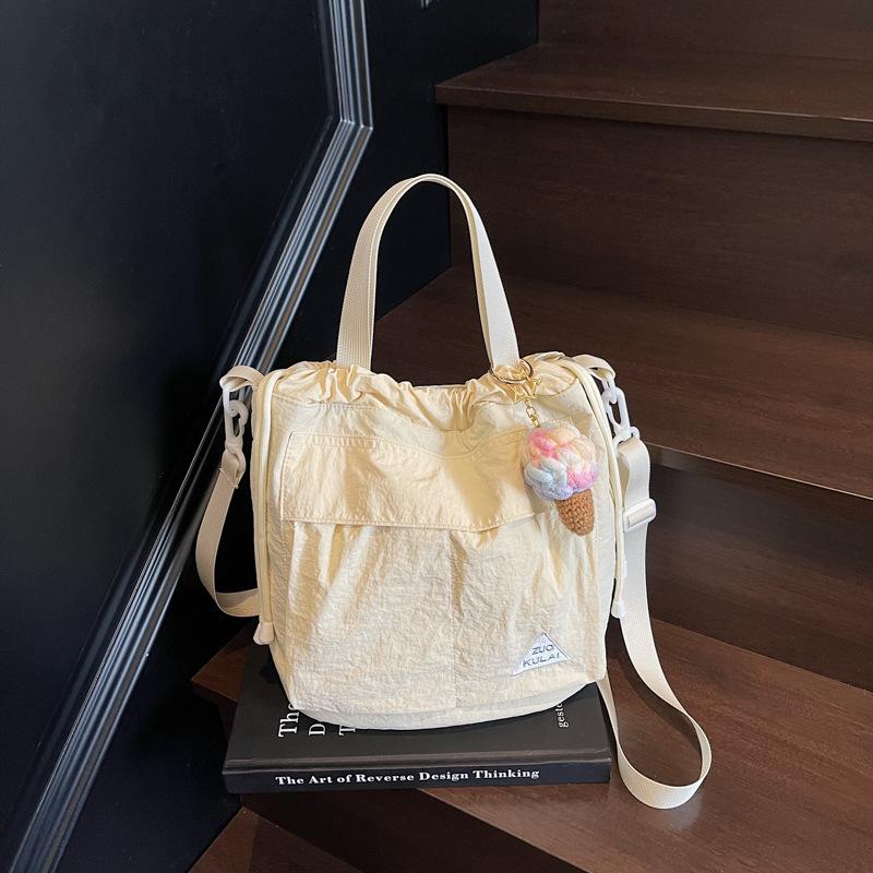 Large capacity Drawstring Bucket Bag SuperLight Style Lady Small Satchel Leisure Multi Pocket Shoulder Messenger Bag
