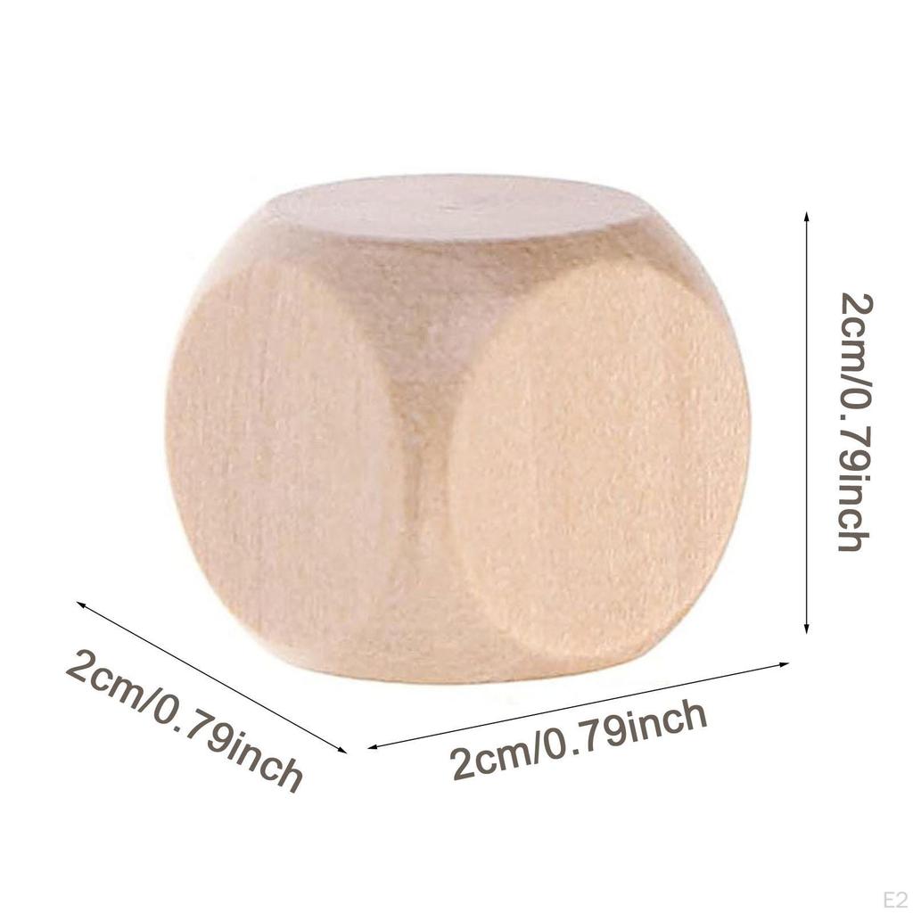 25x Wooden Blank Dice Unfinished Wood Cube Stacking Game Lightweight Rounded Corner Small for