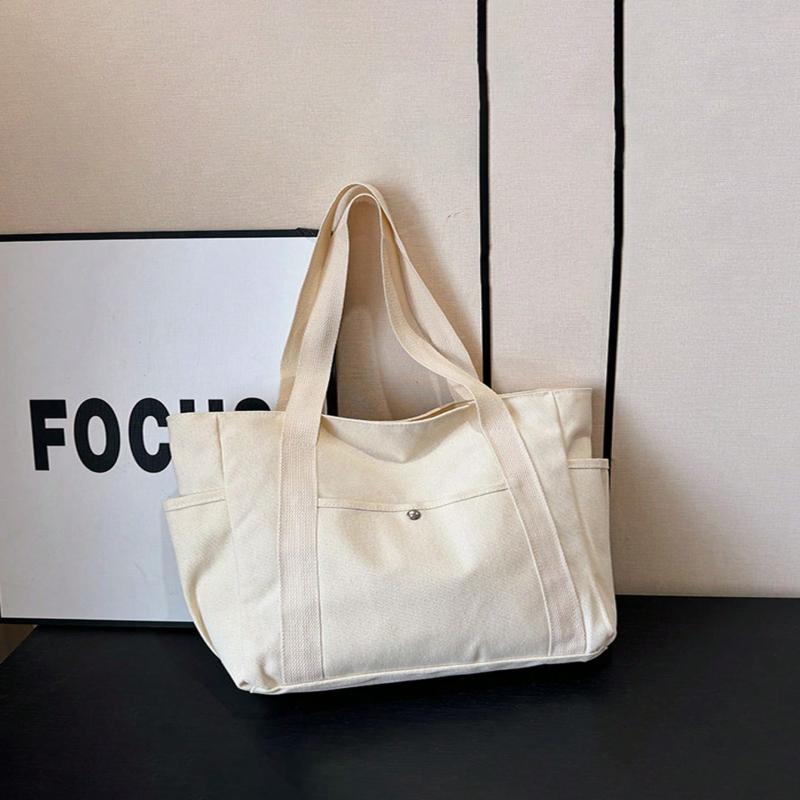 Ladies' Multi Pocket Handbag with Canvas Strap and Handle Bag, Large Capacity Wallet, Reusable Handbag