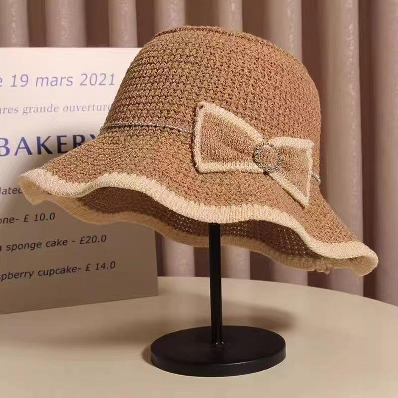 ins sunscreen straw hat women's summer travel shading breathable straw bucket hat outdoor seaside temperament basin hat