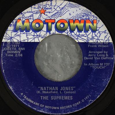 7-Zoll Schallplatte SUPREMES - Nathan Jones / Happy (Ist A Bumpy Ro M1182 Motown 1971 US Soul/Funk Gebraucht
