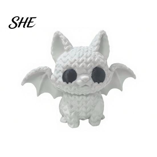 Bookshelf Bat Ornament Festive Halloween Ornament, Knitted Texture Cat Design Figure, Mini Size Sculpture for Party Desk Shelf Decor Desktop белый